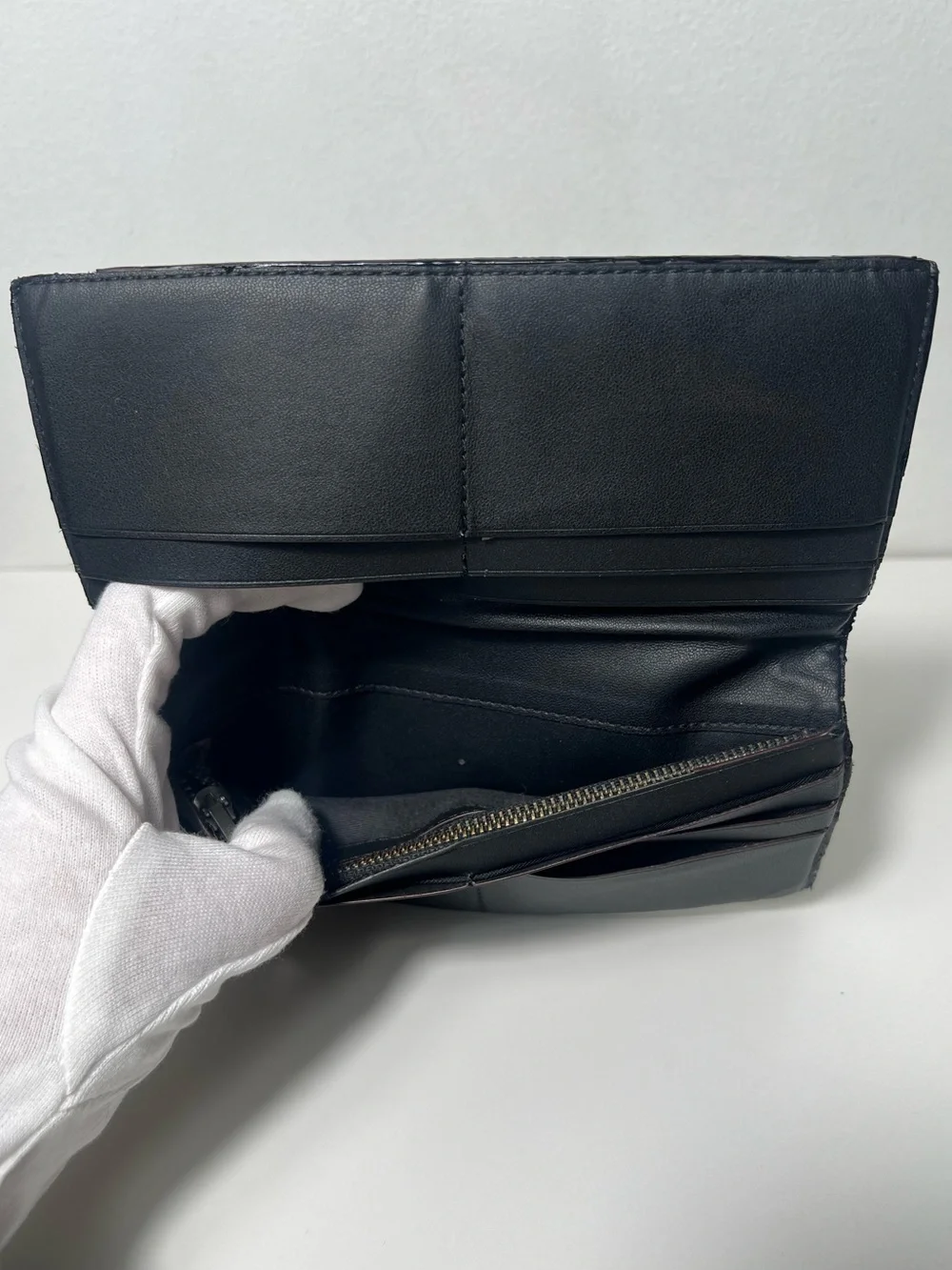 Coach Breast Pocket Black Monogram Signature Canvas Logo Slim Long Bifold Wallet